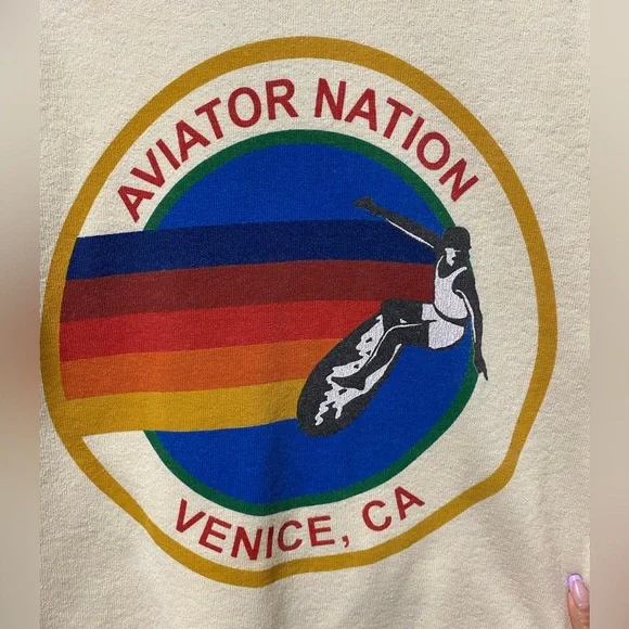Aviator Nation Cream Sweater with Rainbow Logo - Picture 2 of 4